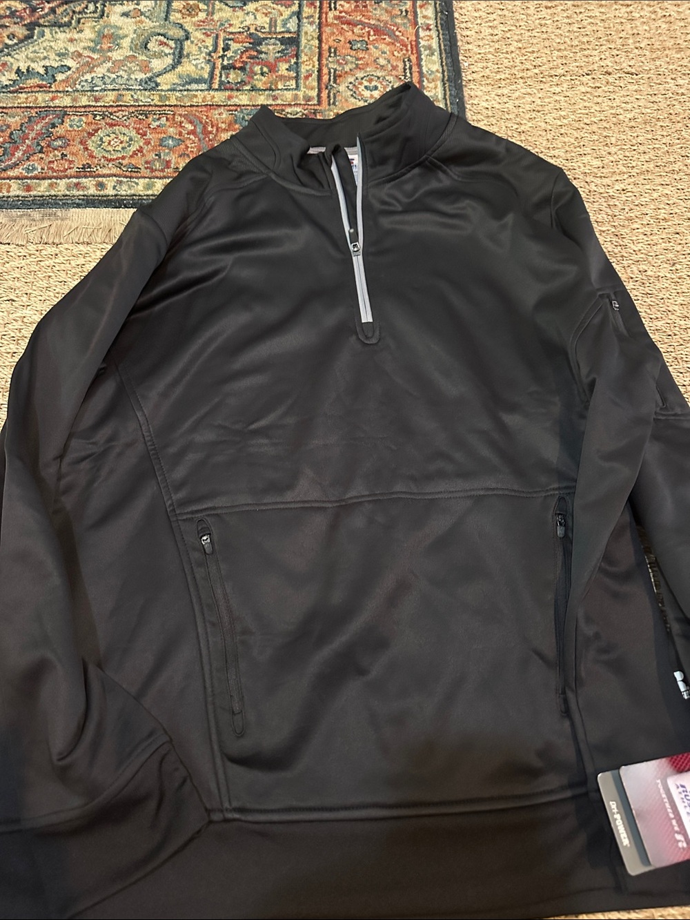 Russell Athletic Men's Black Quarter-Zip Performance Jacket